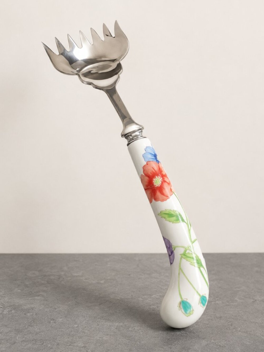 Vintage House of Prill Poppy Porcelain Handle Serving Fork Sheffield England